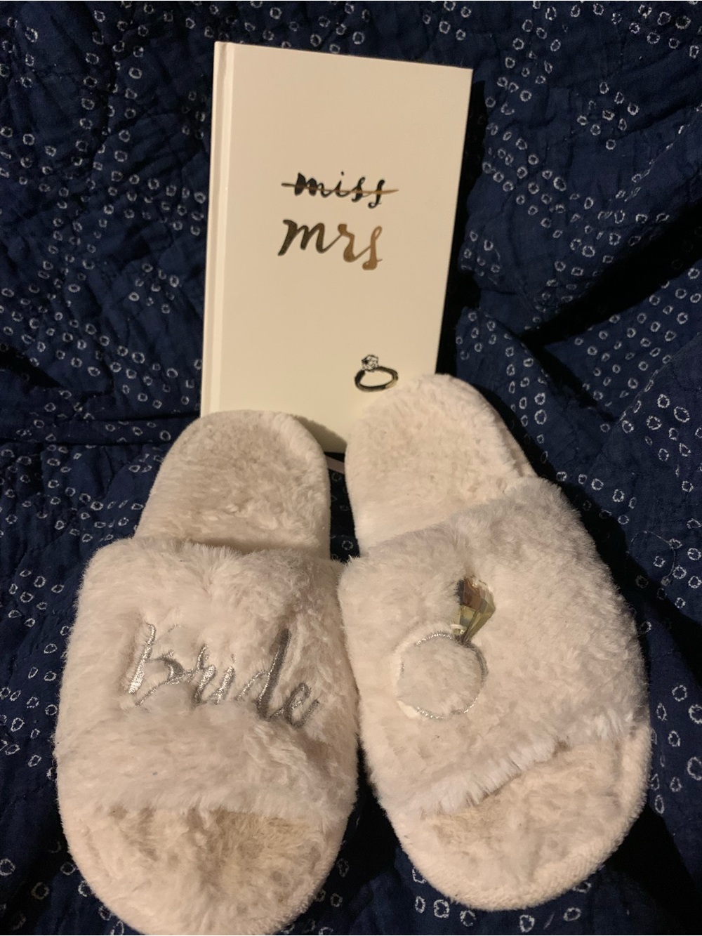 Kate Spade Bride Gift Bundle Journal & Bride Slippers Size M 7/8